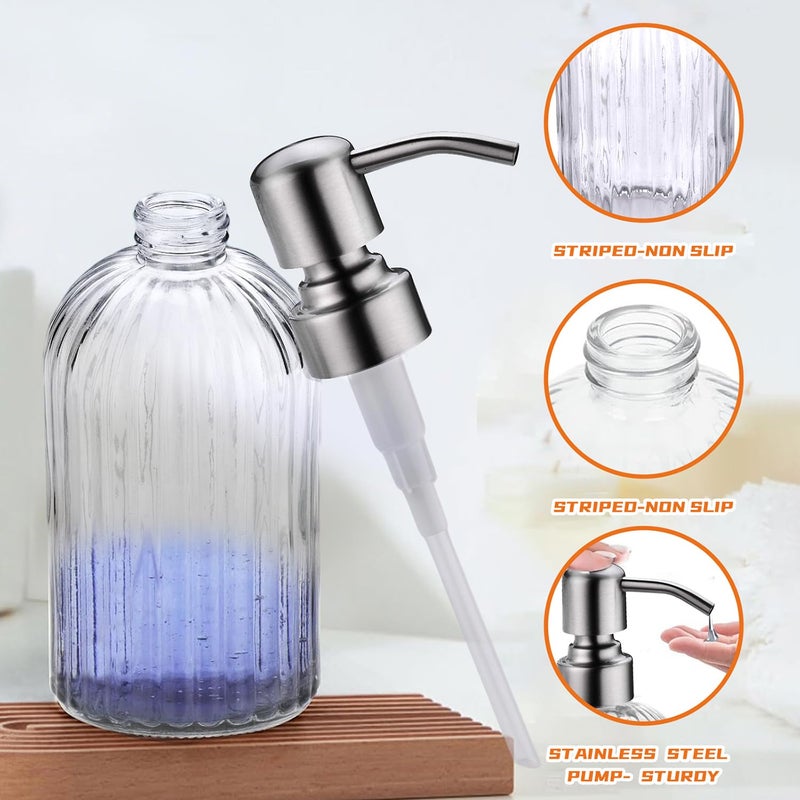 Leetcp Glass Soap Dispensers for Kitchen and Bathroom, 16oz Heavey Glass Bottle, Stainless Steel Brushed Nickel Pump,Clear Farmhouse Bathroom Soap Dispenser - Image 4